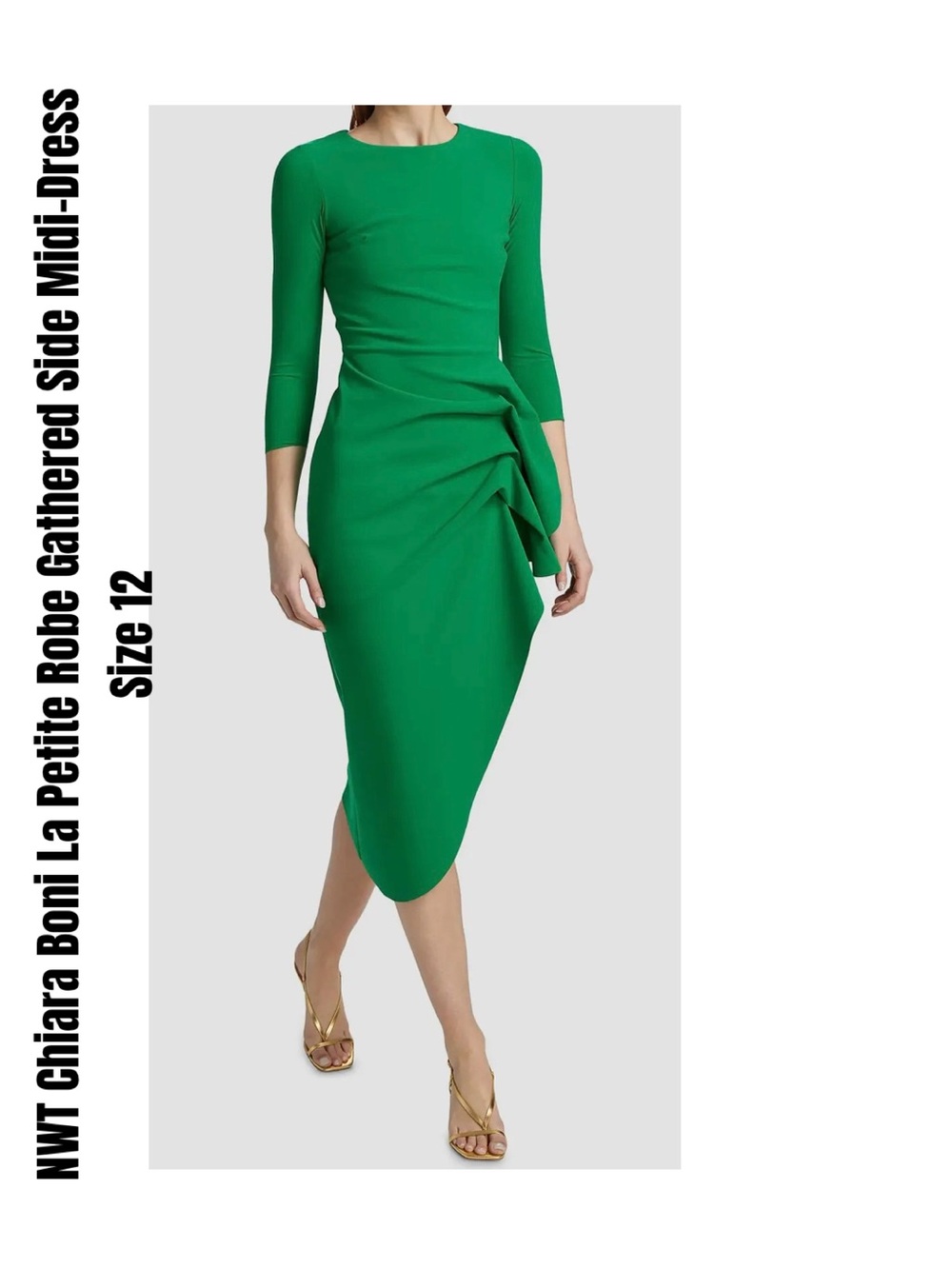 Chiara Boni La Petite Robe Gathered Side Midi-Dress Size 12